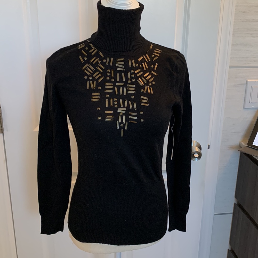 Gorgeous Size S NWT Black long sleeve sweater 78% cotton 22% spandex see photos